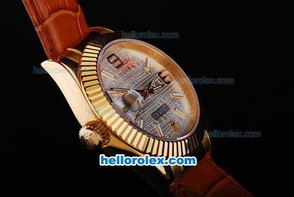 Rolex Datejust Automatic Gold Case with White Dial-Leather Strap - Click Image to Close